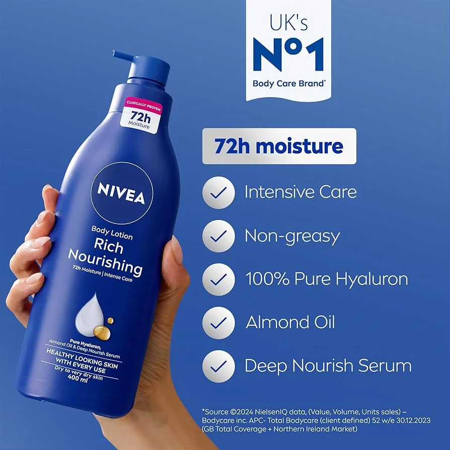 NIVEA Nourishing Body Lotion 400ml (Almond Oil) - Image 2